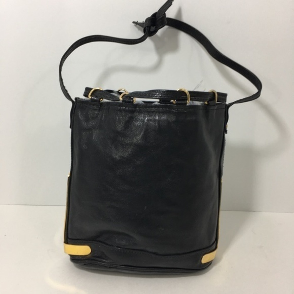 Sale Vintage Mini black leather bucket bag purse